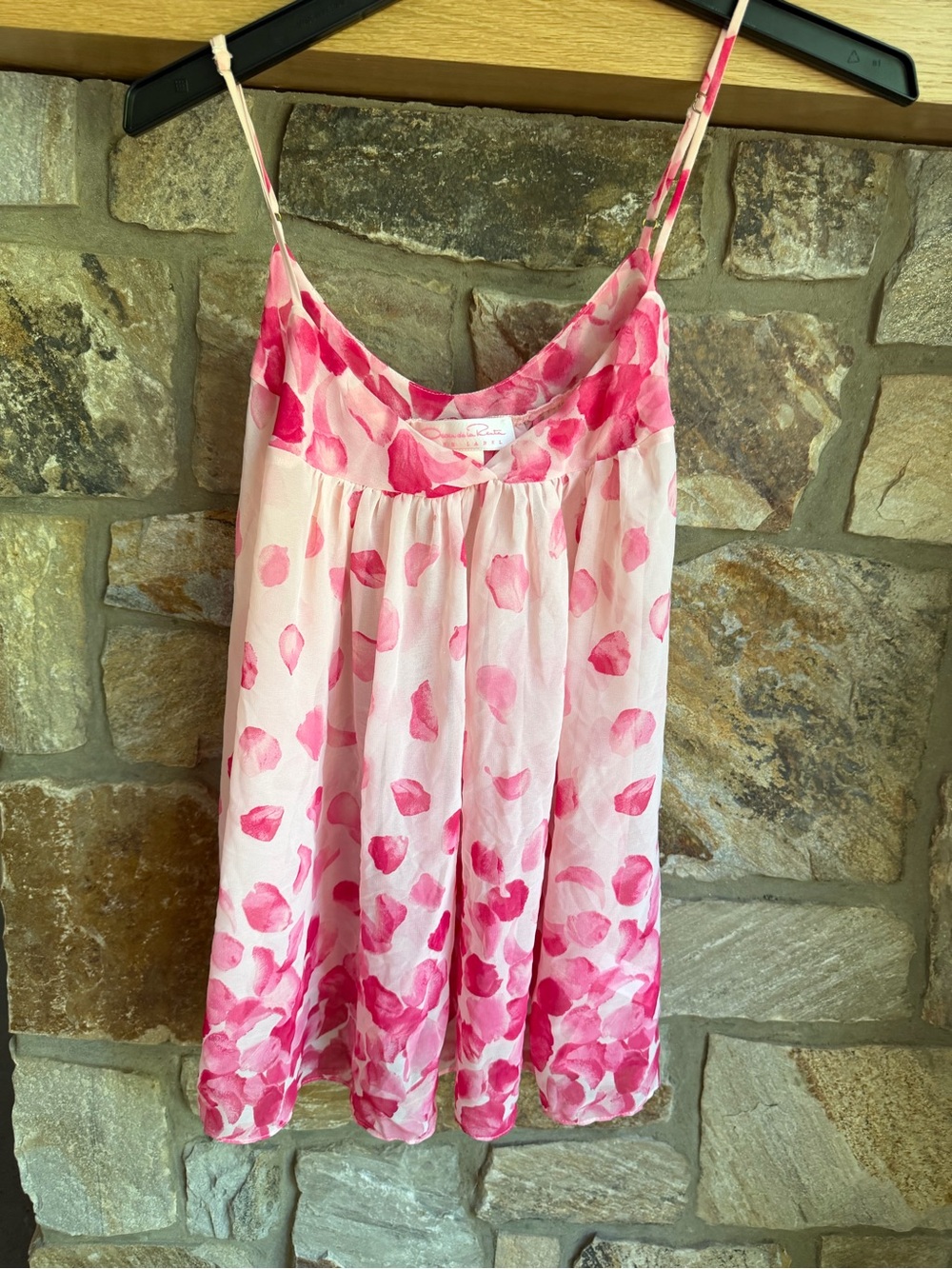 Oscar de La Renta Pink Label Pink Floral Rose Petals Lingerie top Sz S